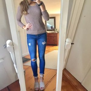 GAP Tan Chunky Knit Crewneck Knit Sweater